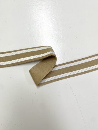 Tassenband Beige - Off White Stripes 40mm