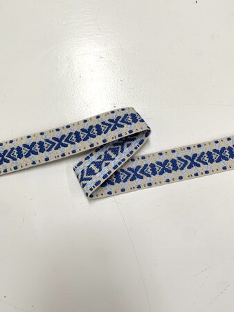 Tassenband Multicolor Ecru - Blue - Light Blue 4cm 