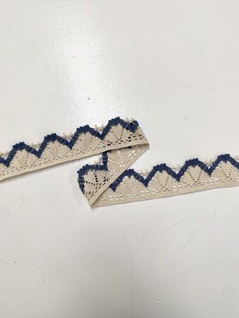 Lace Cotton Ecru & Blue Jeans 4,7cm 