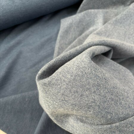 COUPON 180cm Fabrilogy - Indigo Blue - Melange Brushed French Terry