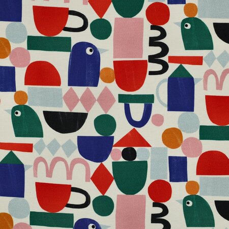 COUPON 90cm VERHEES X JENNIFER BOURON - Graphic Design Naturel - FRENCH TERRY (GOTS)