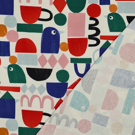 COUPON 90cm VERHEES X JENNIFER BOURON - Graphic Design Naturel - FRENCH TERRY (GOTS)