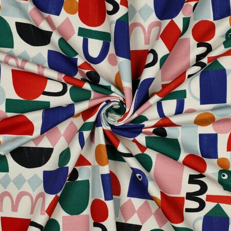 COUPON 90cm VERHEES X JENNIFER BOURON - Graphic Design Naturel - FRENCH TERRY (GOTS)