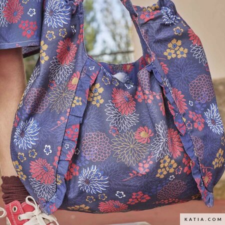 Katia - Red & Blues Dahlia POPLIN KATOEN