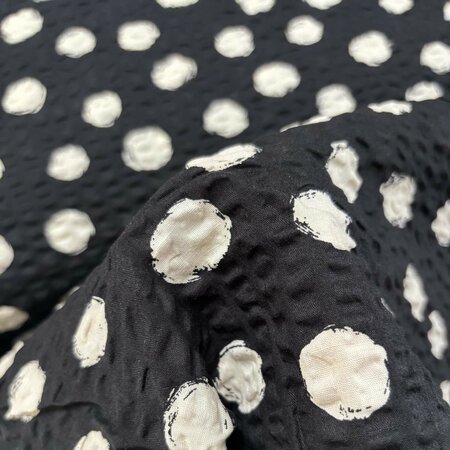 Sevenberry - Ripple Cloth Dots Black/Ecru COTTON