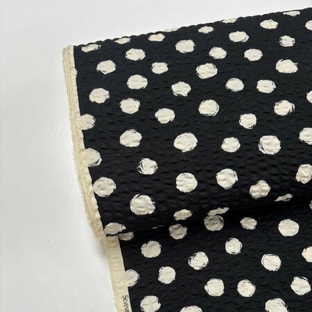 Sevenberry - Ripple Cloth Dots Black/Ecru COTTON
