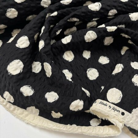 Sevenberry - Ripple Cloth Dots Black/Ecru COTTON