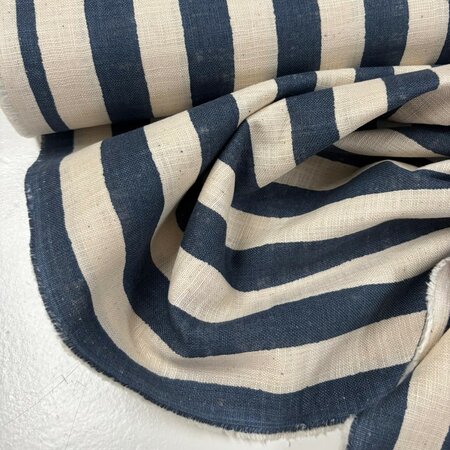 Sevenberry - Stripe Navy LINEN LIKE COTTON