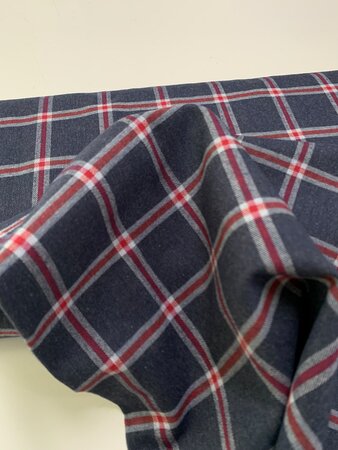 Toptex Marine/Rood Check FLANEL BIOKATOEN 