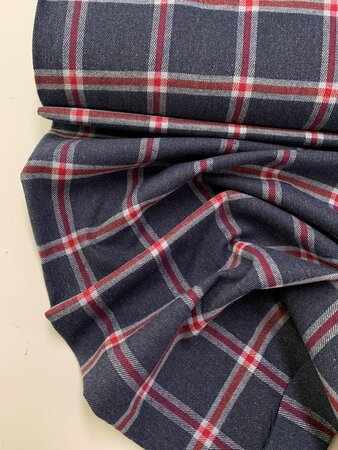 Toptex Marine/Rood Check FLANEL BIOKATOEN 