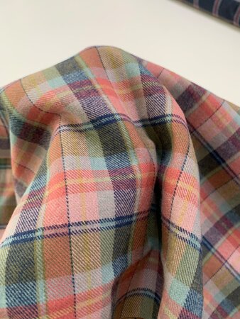Toptex Roze/Marine Check FLANEL BIOKATOEN 