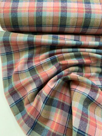 Toptex Roze/Marine Check FLANEL BIOKATOEN 