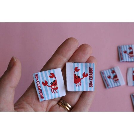 The Cosy Club Handmade - Summer Crab - 6 Double Sided Sewing Labels