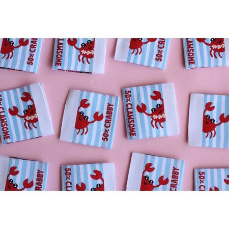 The Cosy Club Handmade - Summer Crab - 6 Double Sided Sewing Labels