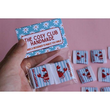 The Cosy Club Handmade - Summer Crab - 6 Double Sided Sewing Labels