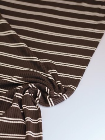 meetMilk - MOCHA Derby Striped Ribbed Jersey TENCEL™ Modal vezels