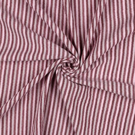 Verhees - Yarn Dyed Burgundy stripes - Double Gauze OEKO-TEX