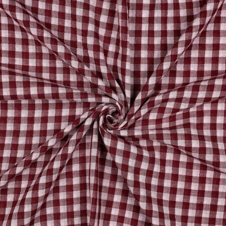 Verhees - Yarn Dyed Burgundy check - Double Gauze OEKO-TEX