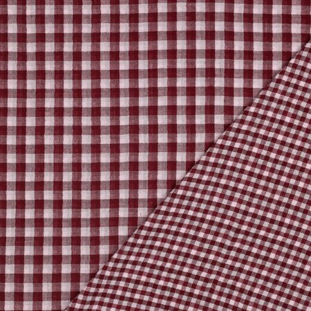 Verhees - Yarn Dyed Burgundy check - Double Gauze OEKO-TEX