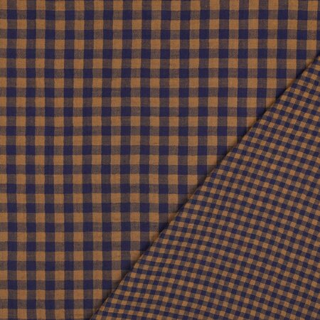 Verhees - Yarn Dyed Navy check - Double Gauze OEKO-TEX