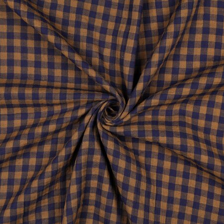 Verhees - Yarn Dyed Navy check - Double Gauze OEKO-TEX