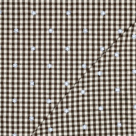 Verhees - Embroidery Flowers Brown - KATOEN VISCOSE OEKO-TEX