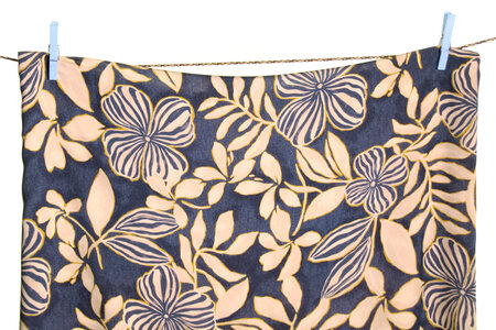 Atelier Jupe - Jeansblauw met beige bloemenprint VISCOSE
