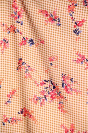 Atelier Jupe - Oker ruit met bloemen VISCOSE