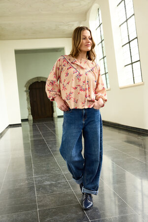 Atelier Jupe - Oker ruit met bloemen VISCOSE