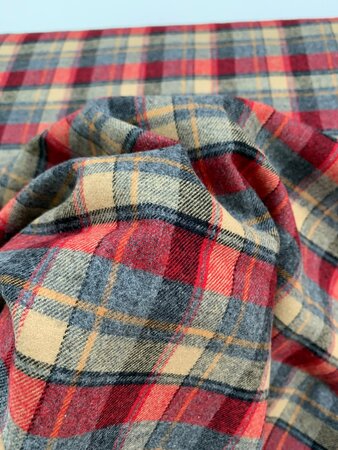 Toptex Rood/Zwart Check FLANEL BIOKATOEN 