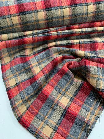 Toptex Rood/Zwart Check FLANEL BIOKATOEN 
