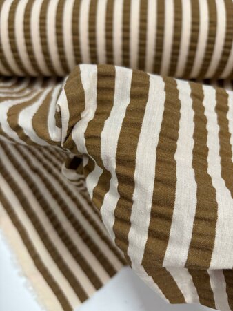 Vanilla/Brown Seersucker Stripe KATOEN