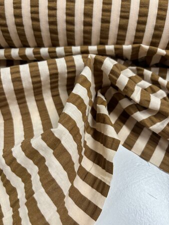 Vanilla/Brown Seersucker Stripe KATOEN