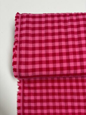 Cherries/Pink Vichy FLANEL KATOEN