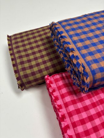 Cherries/Pink Vichy FLANEL KATOEN