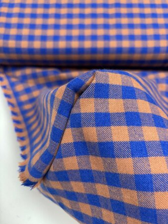 Caramel/Cobalt Vichy FLANEL KATOEN