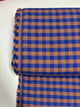 Caramel/Cobalt Vichy FLANEL KATOEN