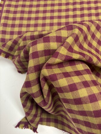 Olive/Bordeaux Vichy FLANEL KATOEN
