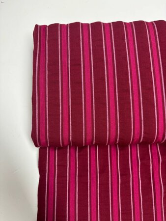 Bordeaux/Roze Seersucker Stripe KATOEN