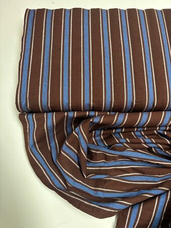 Cacao/Cobalt Seersucker Stripe KATOEN