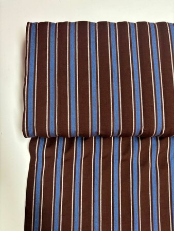 Cacao/Cobalt Seersucker Stripe KATOEN