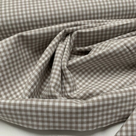 COUPON 90cm Verhees - Yarn Dyed CHECK Sand - POPLIN KATOEN