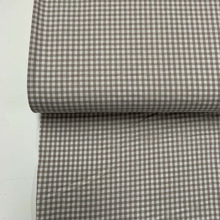 COUPON 90cm Verhees - Yarn Dyed CHECK Sand - POPLIN KATOEN