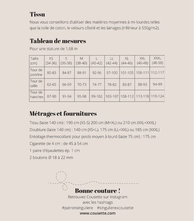 Cousette - Margarette Blazer - papier patroon