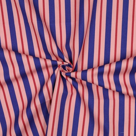 COUPON 120cm Verhees - Stripes Light Pink - CANVAS KATOEN
