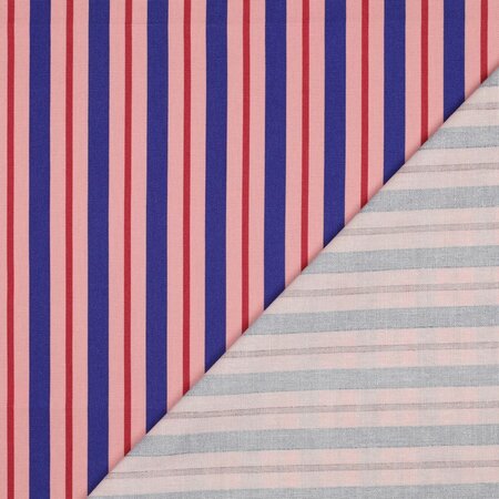 COUPON 120cm Verhees - Stripes Light Pink - CANVAS KATOEN