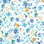 COUPON 100 CM Katia - Aqua & Mustard Flowers VOILE
