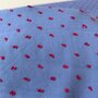 Toptex- Blauw/Roze Katoen met opliggende stippeltjes