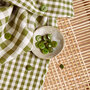 Atelier Brunette - Gingham Off-White Matcha Leaf Fabric COTTON