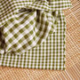 Atelier Brunette - Gingham Off-White Matcha Leaf Fabric COTTON